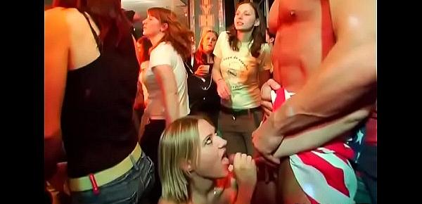  Drunk cheeks in club engulfing dick during the time that somebody fucking their pussy